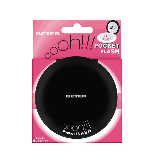 ESPEJO OHH! pocket flash con luz y aumento x10 #negro