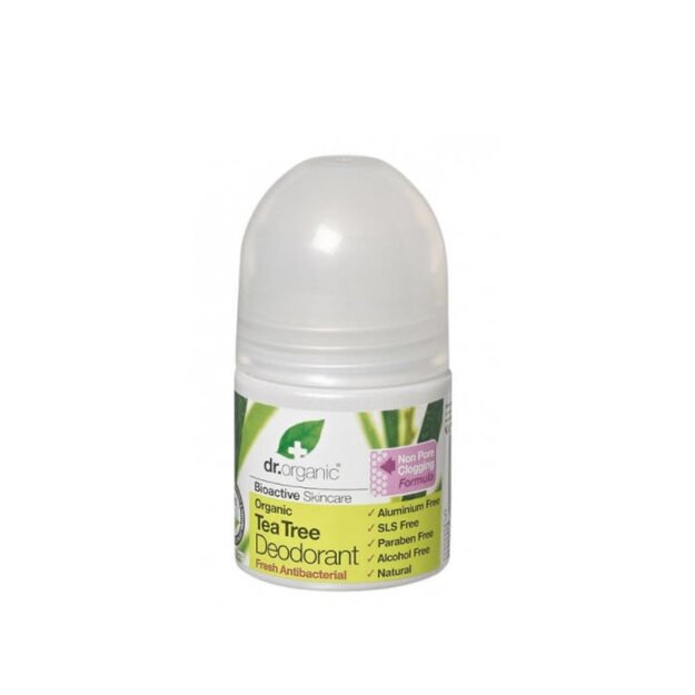 Dr Organic Tea Tree Deodorant Roll On 50ml 