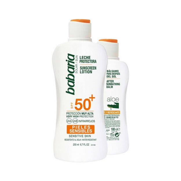 BABARIA SPF50+ LECHE PROTECTORA PIELES SENSIBLES 200ML + AFTER SUN ALOE 100ML