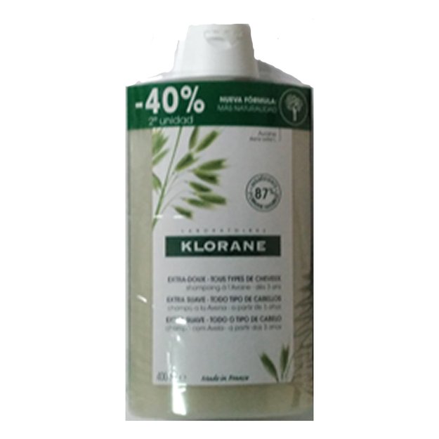 Klorane champu leche avena 2x400ml