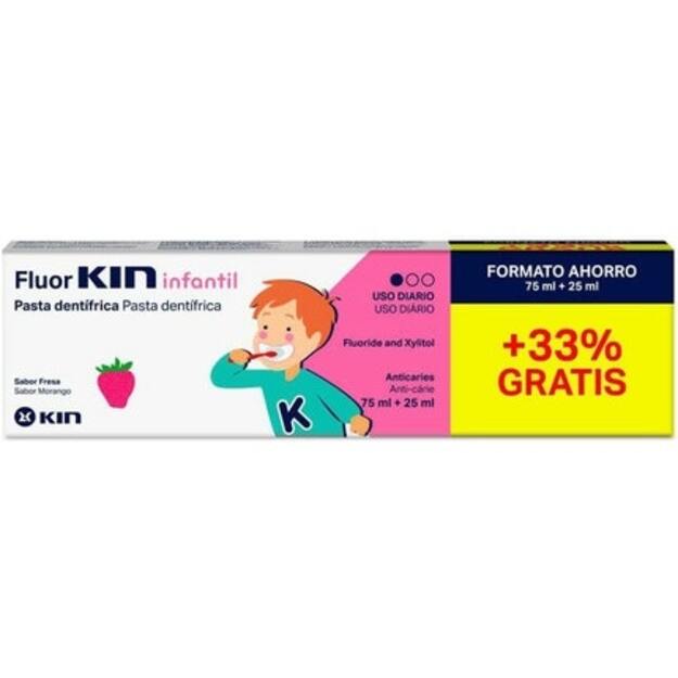 FLUORKIN INFANTIL pasta dentĆĀ­frica #fresa 75 + 25 ml