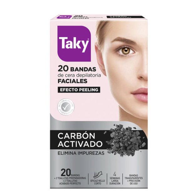 CARBON ACTIVADO bandas cera faciales depilatorias 20 u