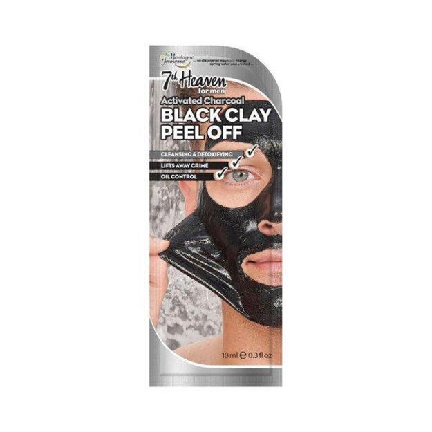 7th Heaven Black Clay Easy Peel-Off Face Mask with Activated Charcoal and Witch Hazel for Men