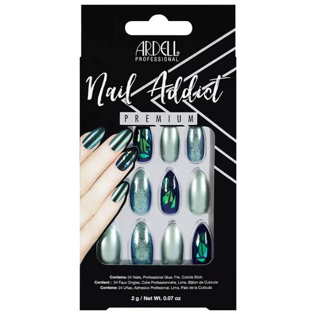 NAIL ADDICT green glitter chrome 1 u