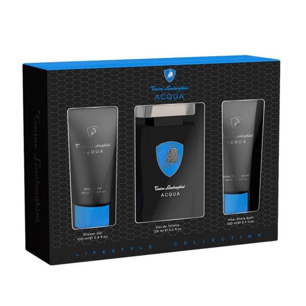 Lamborghini Acqua Gift Set 125ml EDT + 100ml Shower Gel + 100ml Aftershave Balm