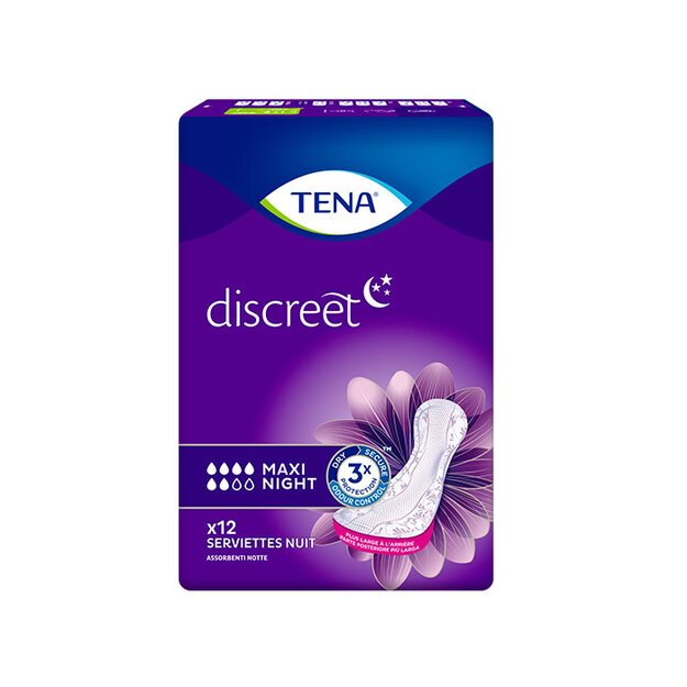 DISCREET compresa incontinencia maxi noche 12 u