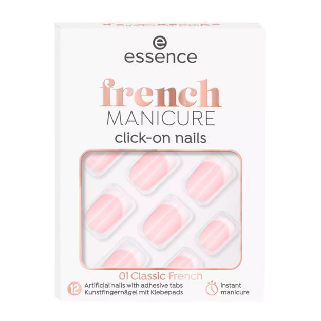 Essence French Click & Go artificial nails 01 Classic French 12 pieces
