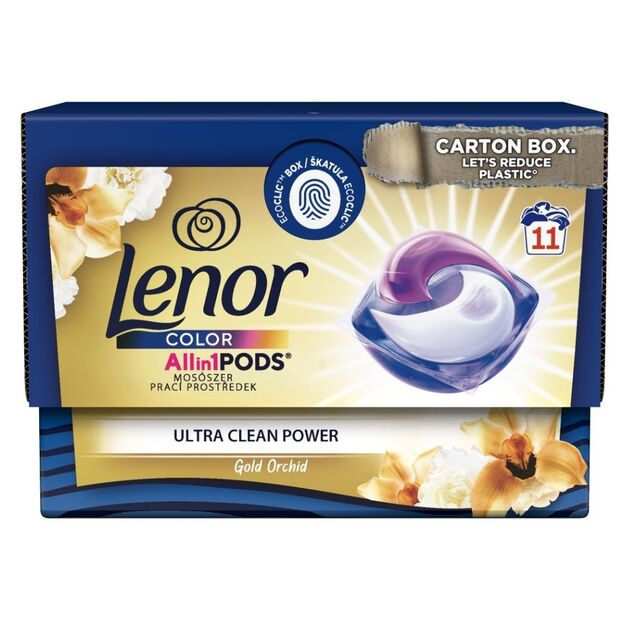 Lenor All in 1 Pods Color Gold Orchid skalbiklis spalv. drab. 11 kaps.