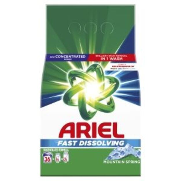 Ariel Mountain Spring skalbimo milteliai  clean and fragrant, stain-free  36 skalb. 1.98 kg