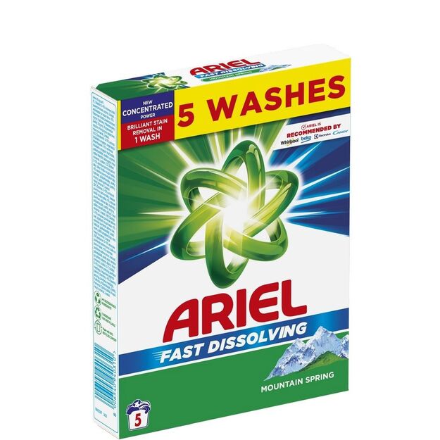 Ariel Fast Dissolving Mountain Spring skalbimo milteliai  clean and fragrant, stain-free  5 skalb. 275 g